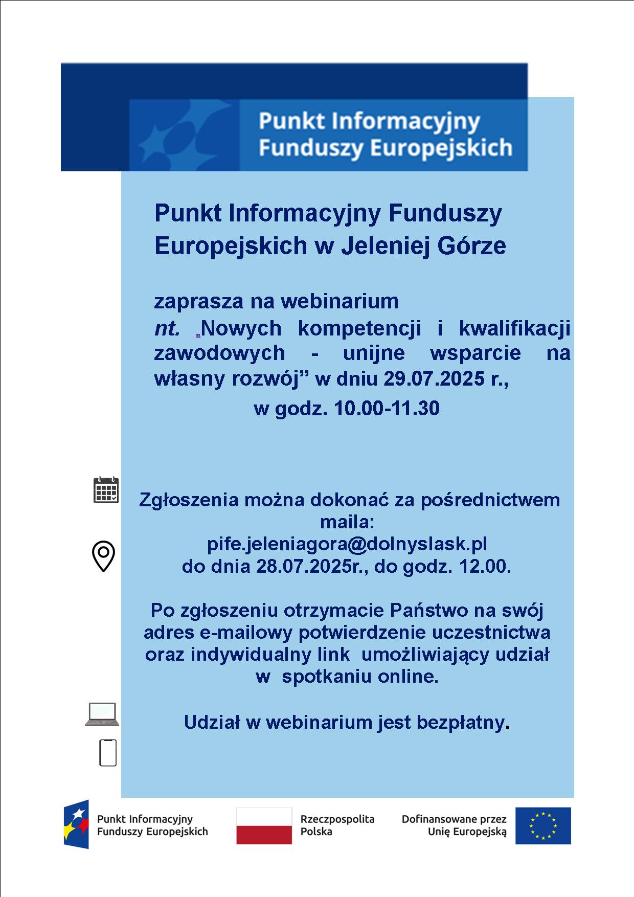 Bezpłatne webinarium dla osób zainteresowanych podniesieniem kompetencji zawodowych