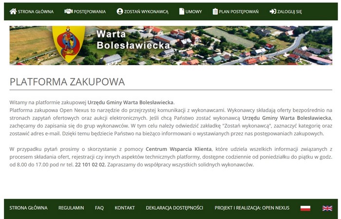 zrzut strony Platforma Zakupowa